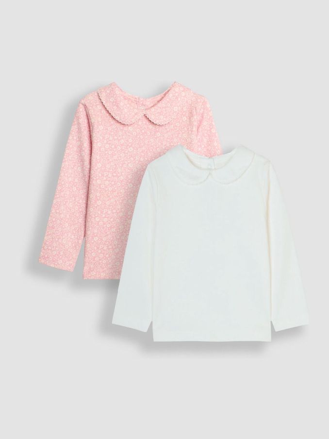 Rose Pink 2-Pack Ditsy Floral Peter Pan Tops (B82628) | £11