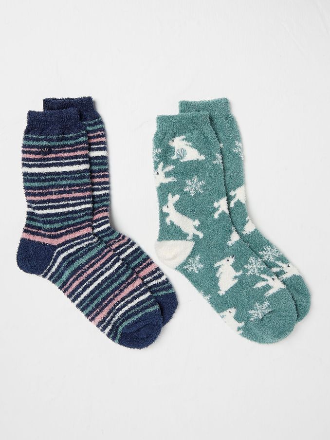 Green Cosy Bunny Socks 2 Pack (B82899) | £9