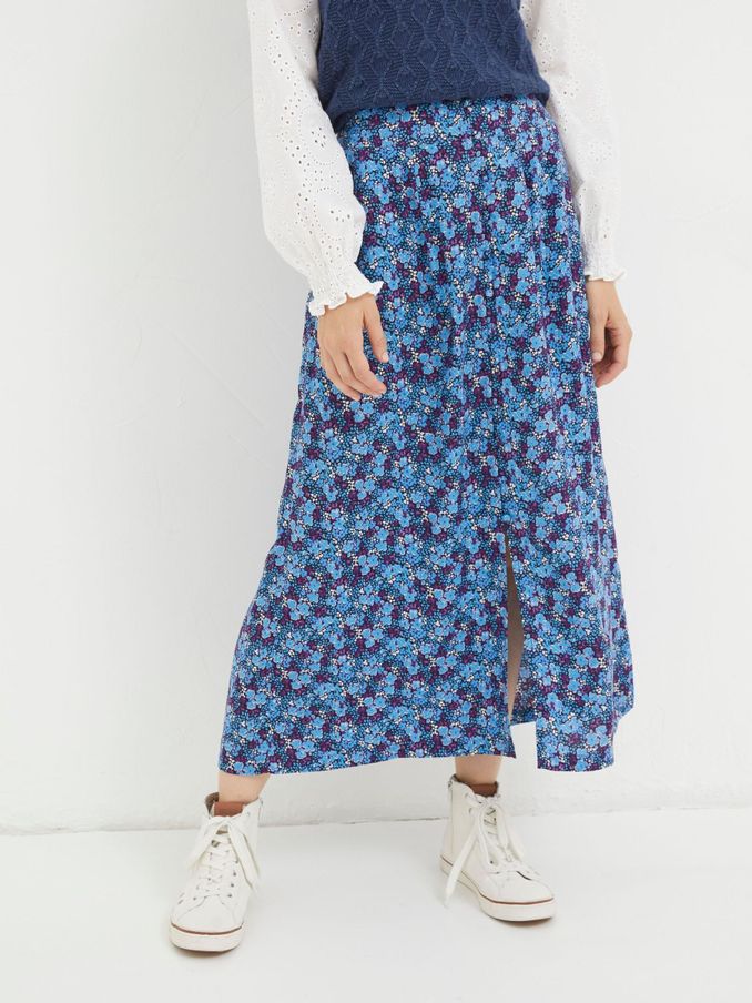 Purple Ink Floral Midi Skirt (B83297) | £28