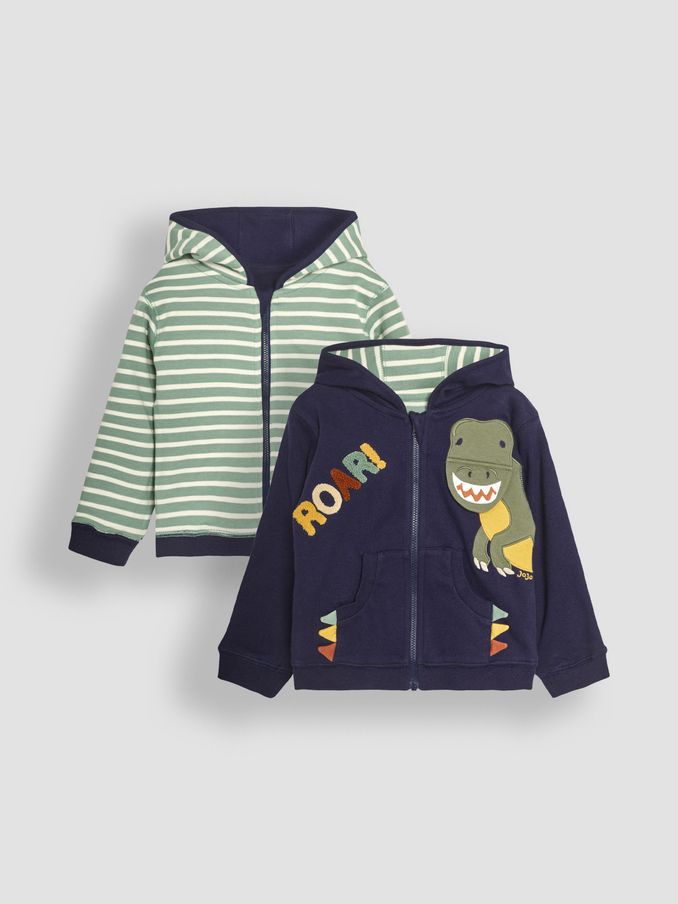 Navy T-Rex Appliqué Zip Up Hoodie (B83836) | £16