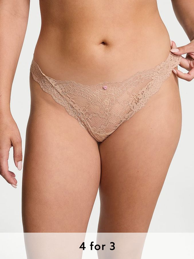 Praline Nude Thong Lace Knickers (B83840) | £14