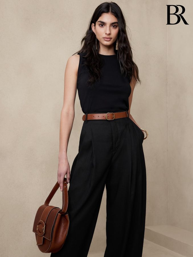 Banana Republic Black Refined Cotton Sleeveless Vest (B83908) | £30