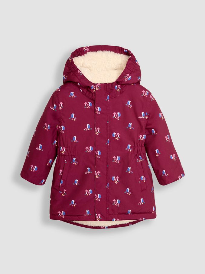 Berry Hedgehog Hooded Cosy Lined Printed Parka (B85248) | £49.50 - £53.50