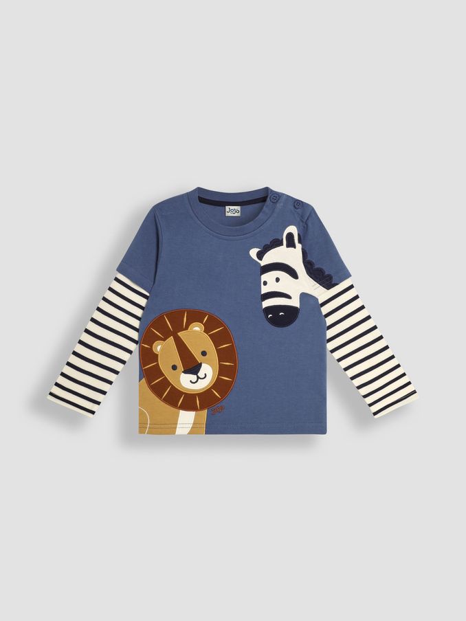 Denim Lion and Zebra Appliqué Top (B85518) | £18