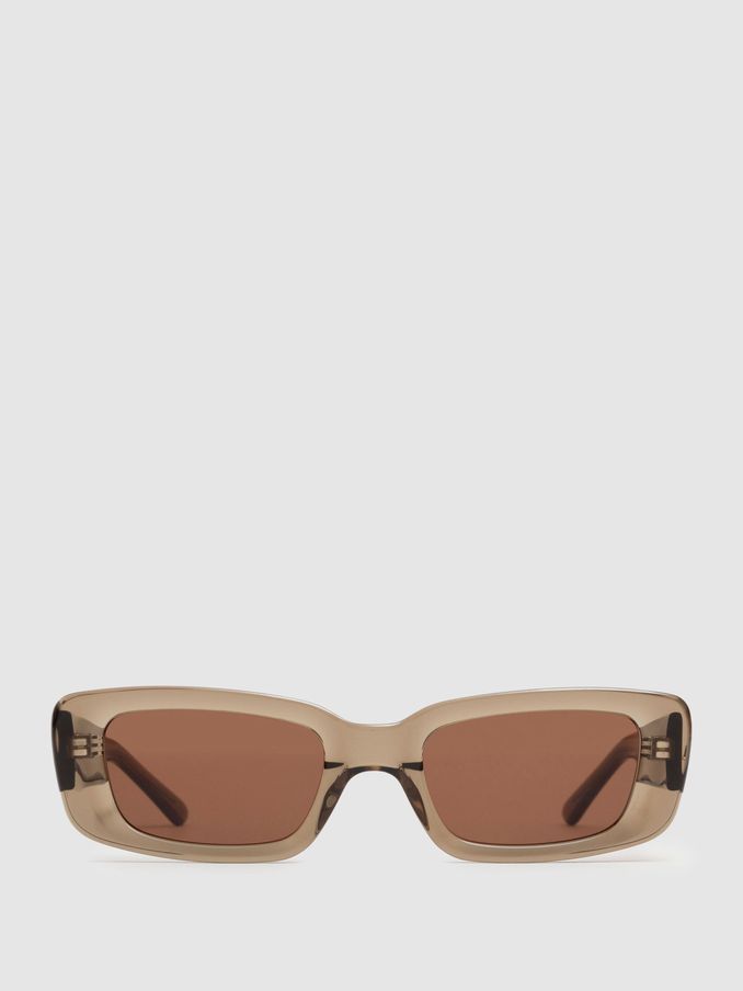 DMY Studios Transparent Rectangular Sunglasses in Olive Green (B85528) | £98
