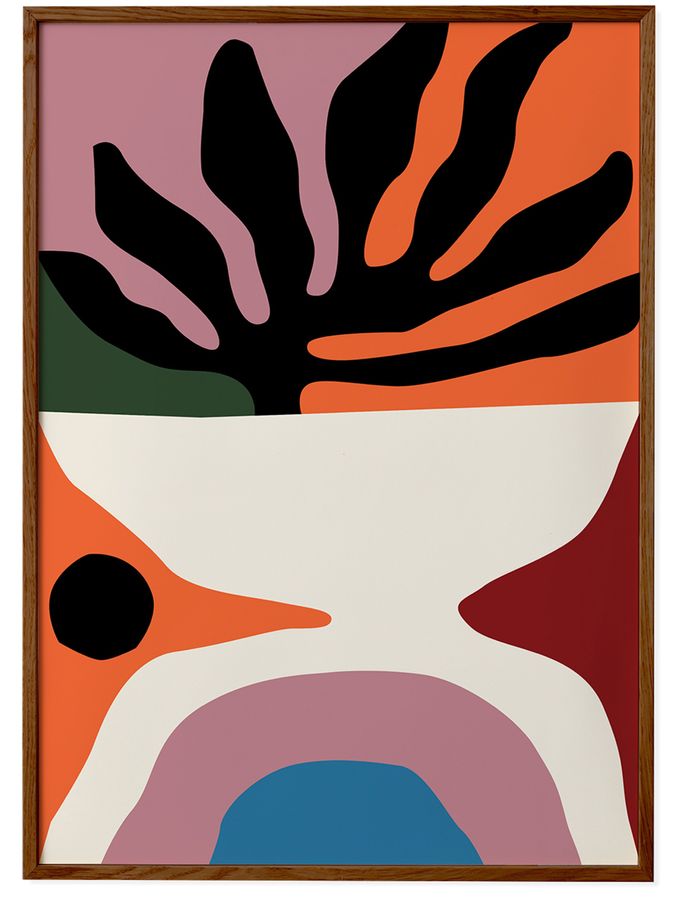 Paper Collective Orange Flora Framed Wall Art Print in Dark Oak Frame (B85549) | £70 - £110