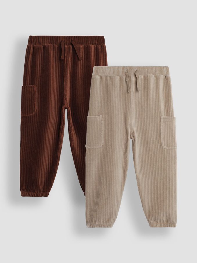 Tan & Natural 2-Pack Velour Pocket Joggers (B87405) | £12