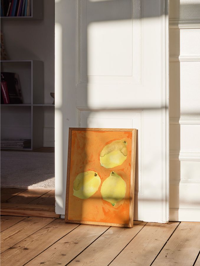 Paper Collective Yellow Lemons Framed Wall Art Print in Natural Oak Frame (B87538) | £70 - £110