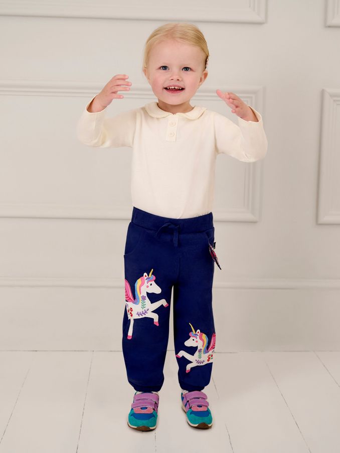Navy Blue Unicorn Appliqué Joggers (B87539) | £10