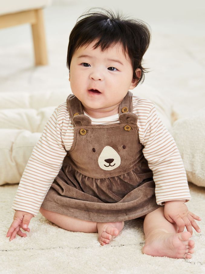 Fawn Bear Velour Pinafore Dress And Top Set 2 Pack (B87779) | £28