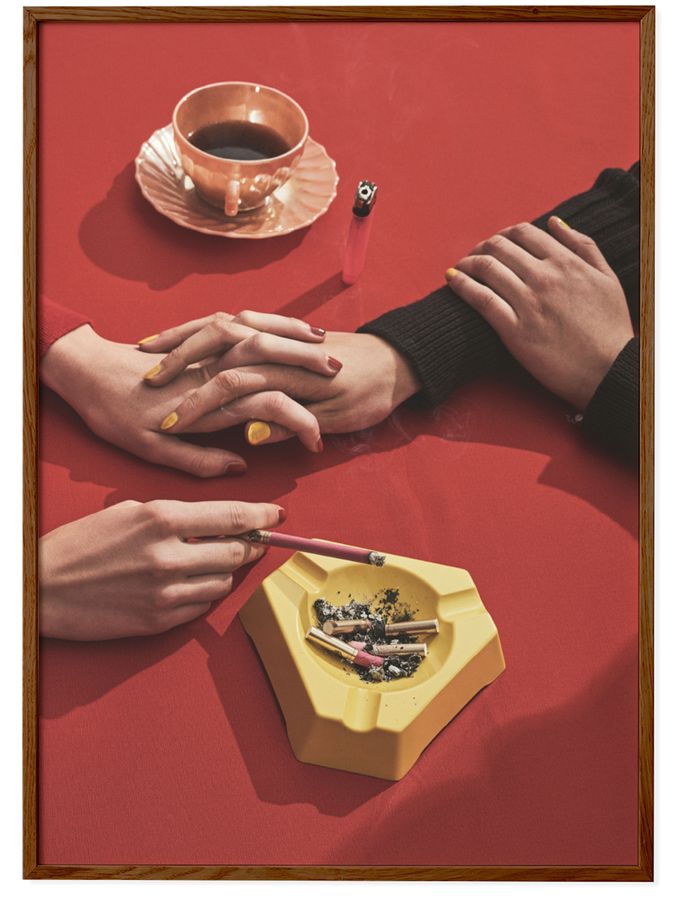 Paper Collective Red First Date Framed Wall Art Print in Dark Oak Frame (B88259) | £70 - £110