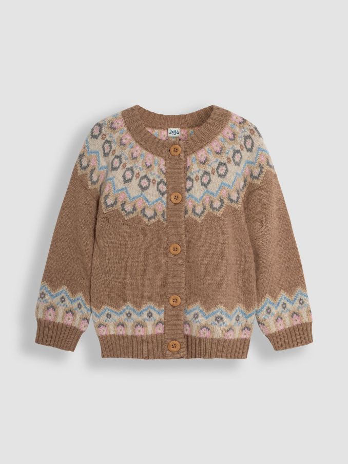 Mocha Fair Isle Pattern Cardigan (B88310) | £14