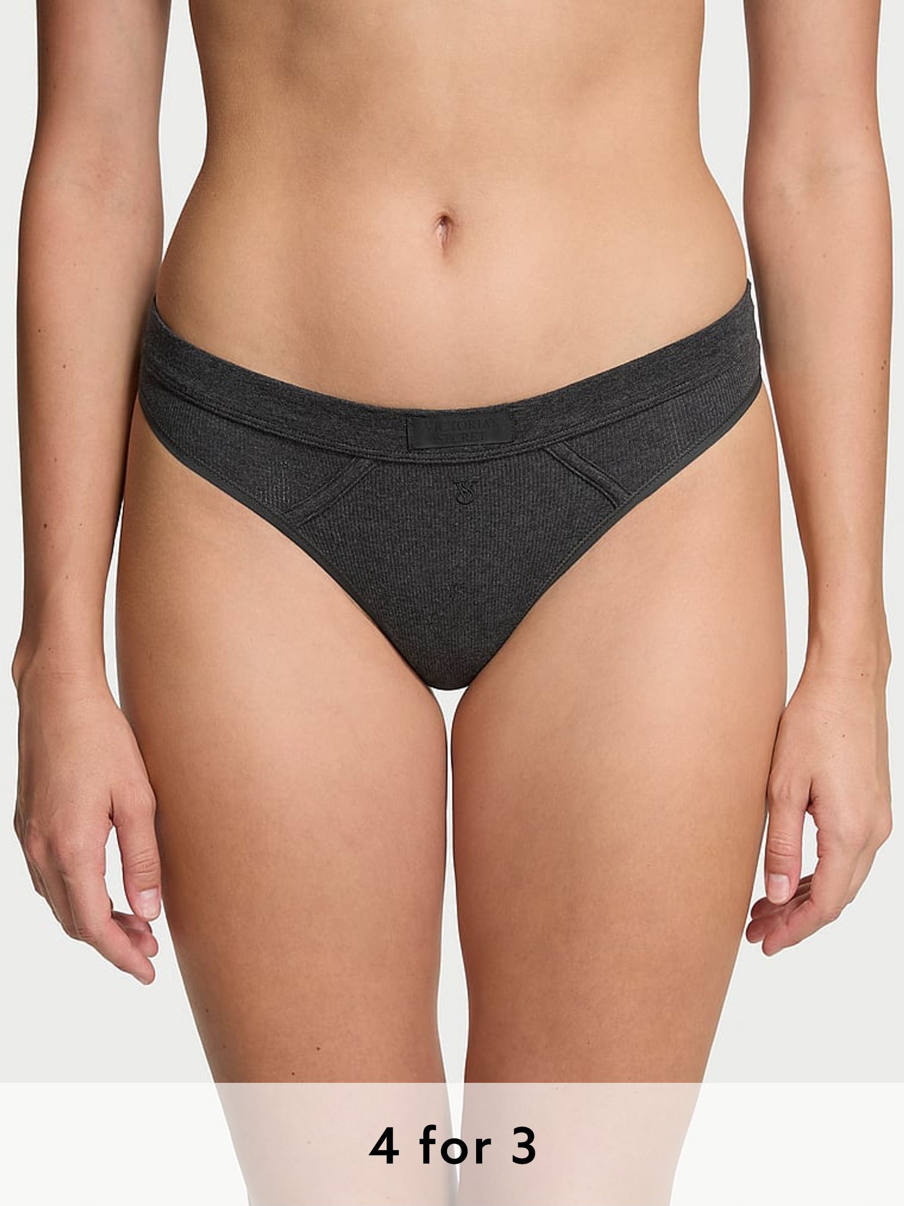 Charcoal Grey Thong Knickers (B88323) | £9