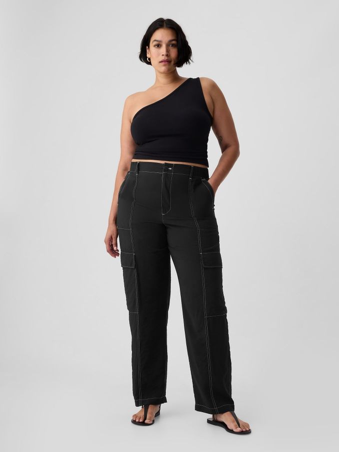 Black Mid Rise Cargo Trousers (B88892) | £18