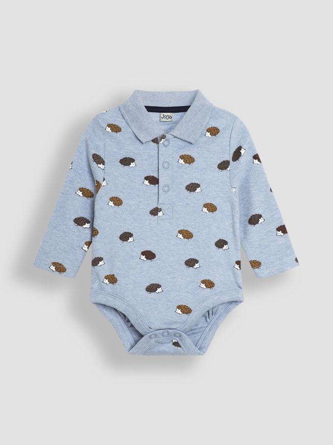 Blue Hedgehog Printed Polo Shirt Bodysuit (B89331) | £6