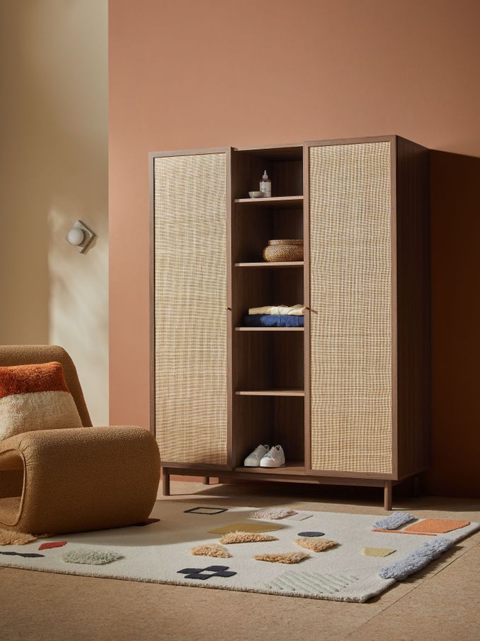 Pavia Rattan Triple Wardrobe in Dark Oak Effect (B89472) | £699