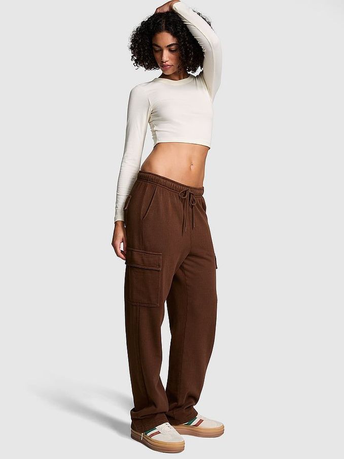 Ganache Brown Fleece Straight Leg Cargo Joggers (B89676) | £24