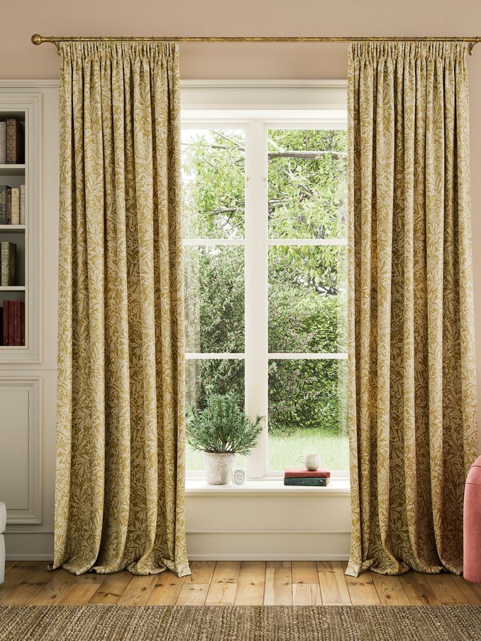 Twilight Ditsy Set of 2 Gold Blackout Pencil Pleat Curtains (B90665) | £95 - £150