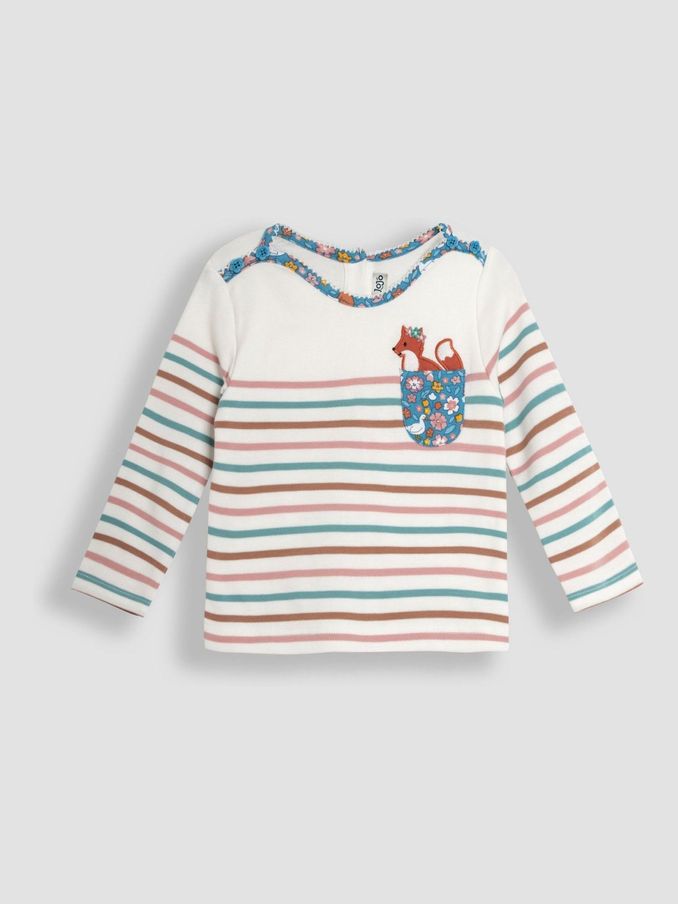 Pink Fox Cotton Long Sleeve Pocket Breton Top (B90714) | £8