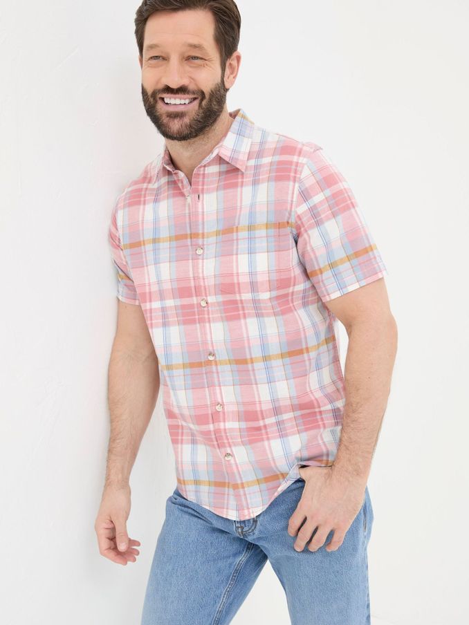 Pink Short Sleeve Baston Check Shirt (B91079) | £20