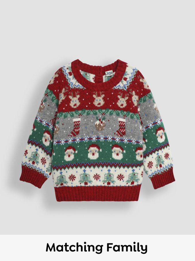 Red Knitted Christmas Festive Friends Fair Isle Jumper (B91307) | £15