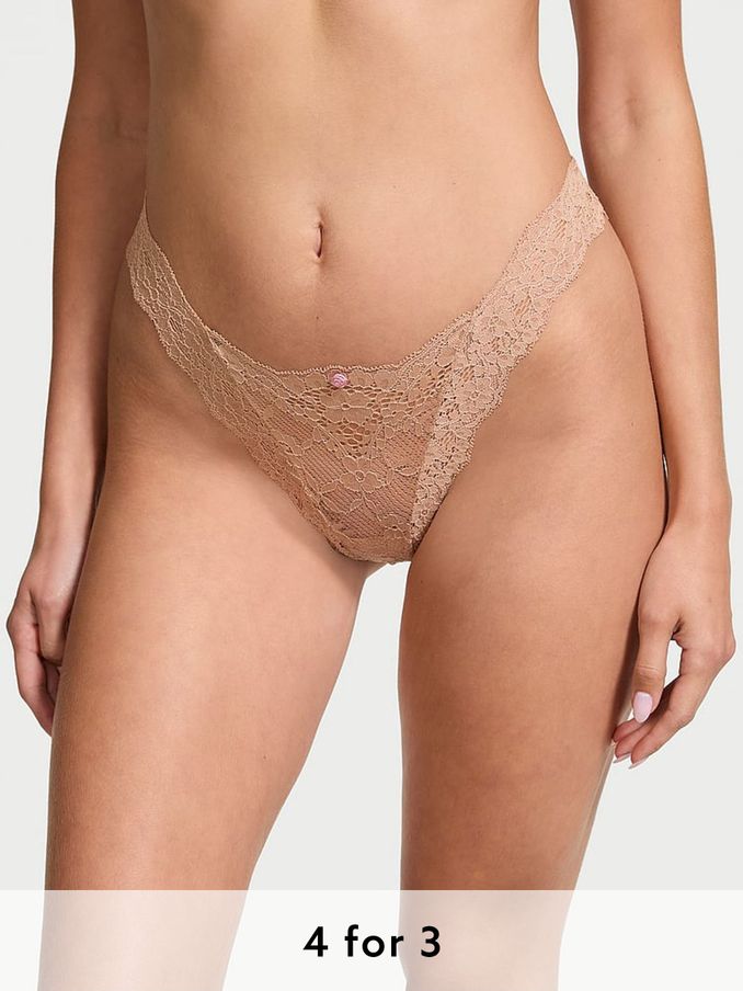 Praline Nude Brazilian Lace Knickers (B91352) | £14