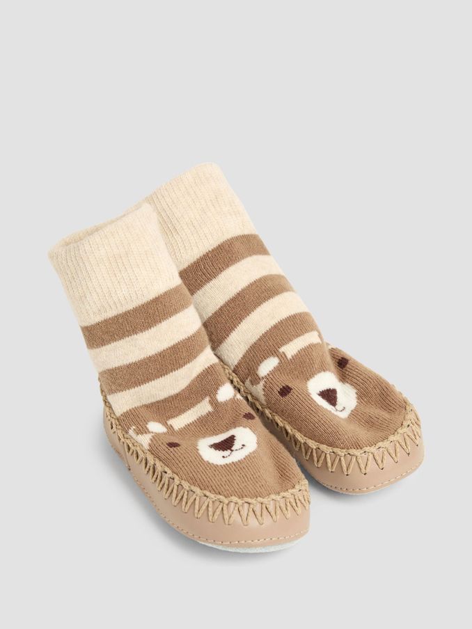 Brown Bear Moccasin Slipper Socks (B92131) | £12.50