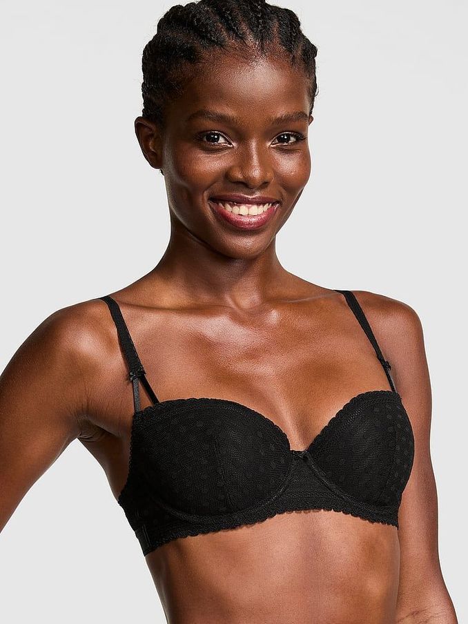Black Dainty Dot Balcony Lace Bra (B92808) | £35