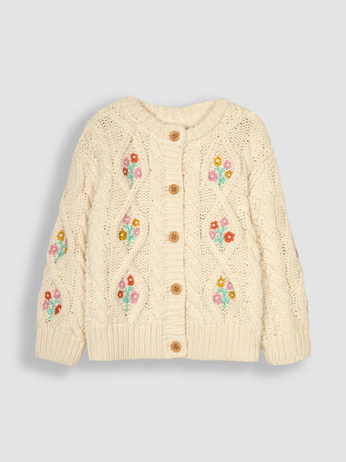 Cream Embroidered Cosy Cable Cardigan (B92831) | £11