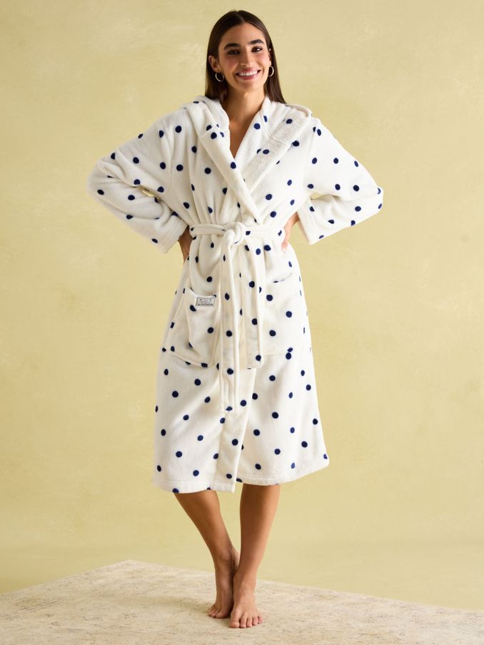 Luna Cream Fleece Dressing Gown with Hood (B93128) | £49.95