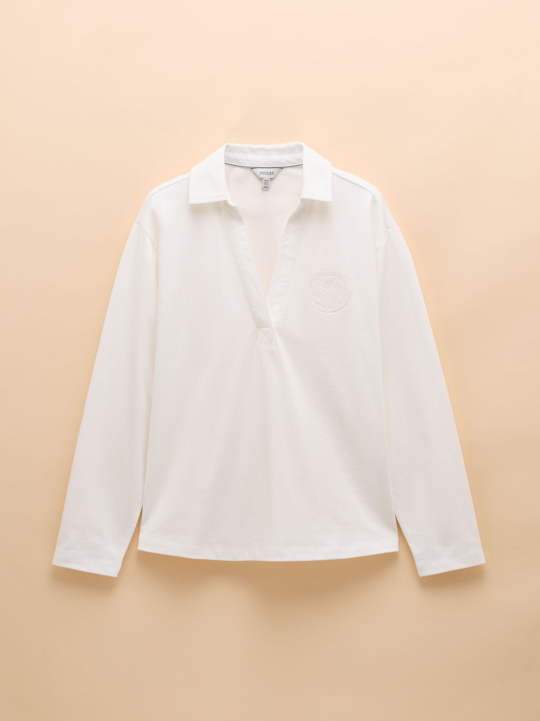 Tallie Chalk Long Sleeve Combed Cotton Collared Top