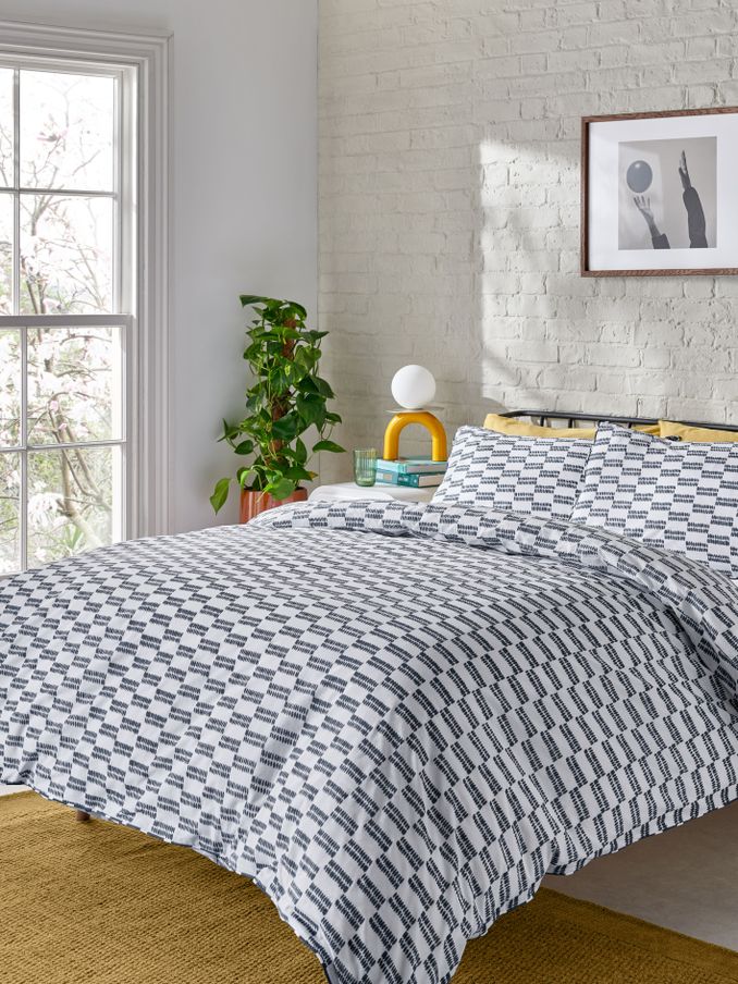 Novogratz Navy Rupert Dash 100% Cotton Duvet Cover and Pillowcase Set (B94636) | £30 - £60