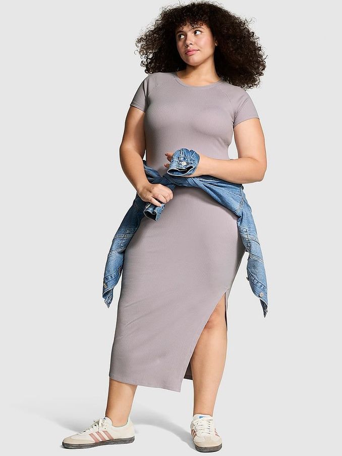 Dusty purple Short Sleeve Midi Dress (B94706) | £18