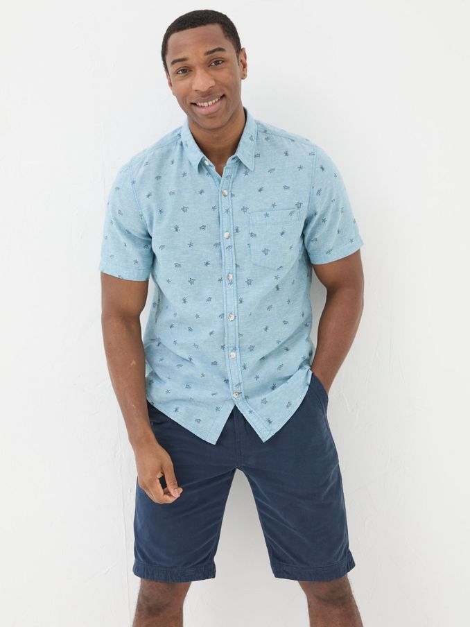 Blue Short Sleeve Turtle Print Shirt (B94881) | £28