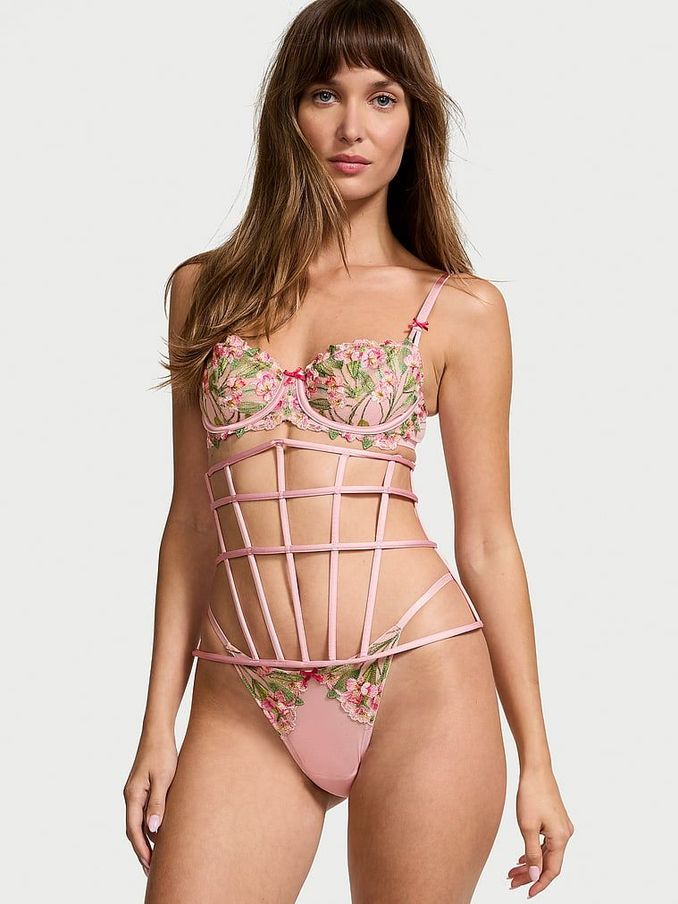 Pink Lily Embroidery Corset (B94924) | £19