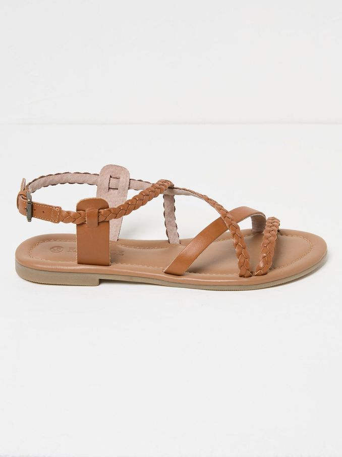 Daphne Brown Braided Leather Sandals (B95755) | £25