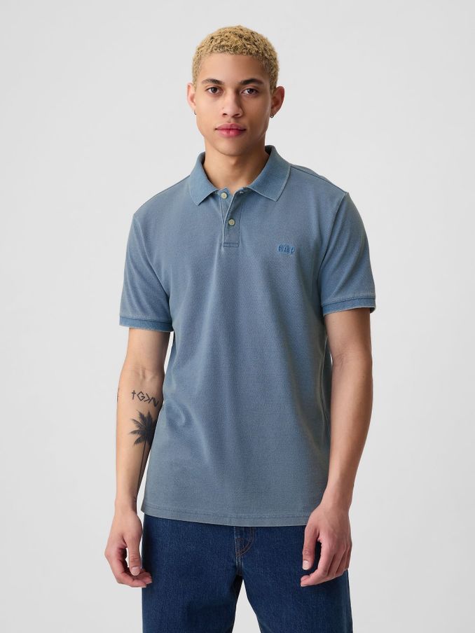 Blue Cotton Logo Pique Short Sleeve Polo Shirt (B96301) | £14