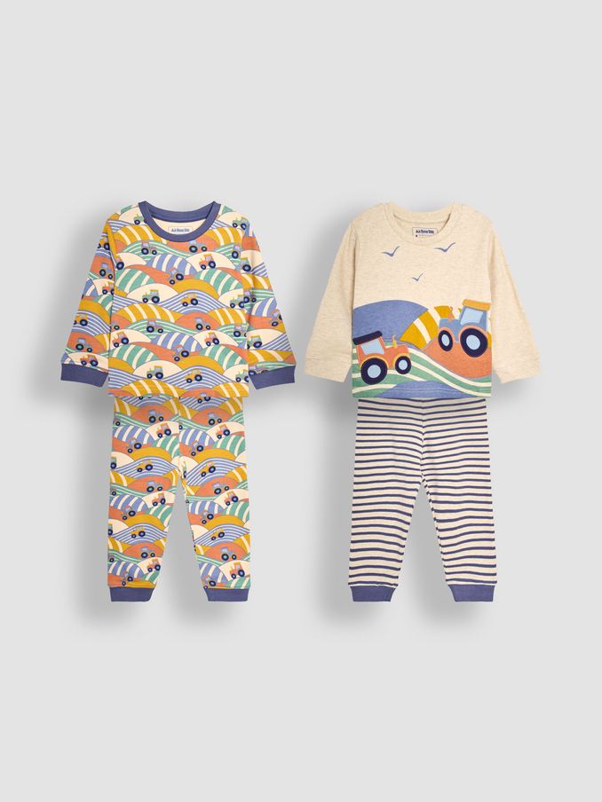Marl Grey Tractor Jersey Pyjamas 2 Pack (B96363) | £29.50