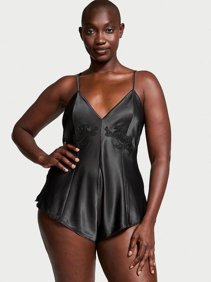 Black Jaguar Satin Playsuit (B96875) | £34