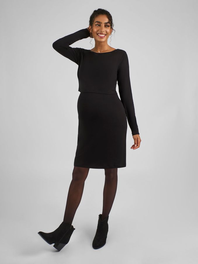 Black Maternity & Nursing Jersey Dress (B97168) | £14