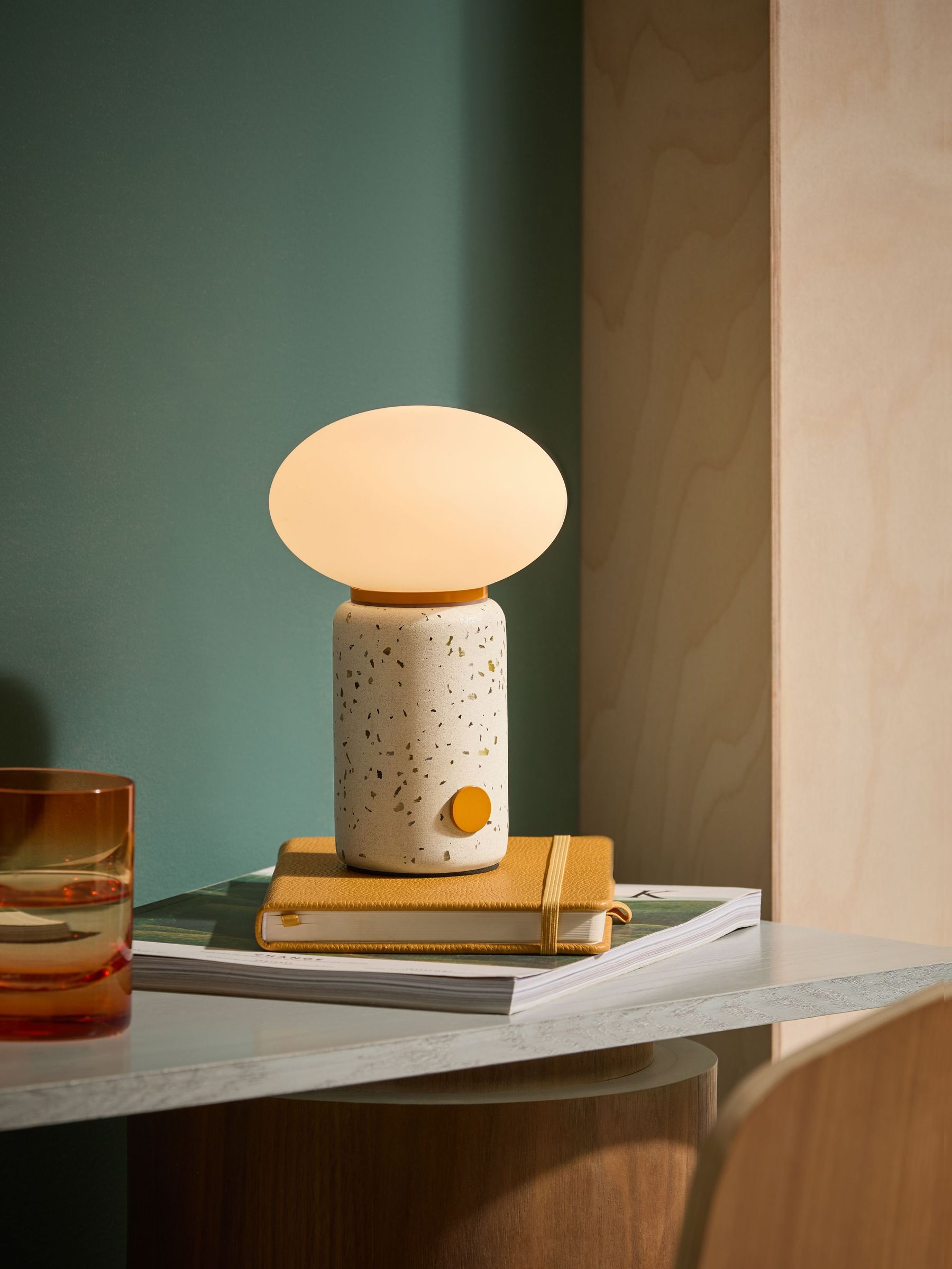 Mirissa Terazzo USB Wireless Table Lamp in Yellow (B97311) | £69