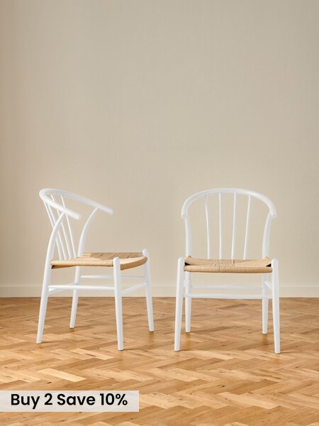 Set of 2 White Bray Dining Chairs (B97408) | £399