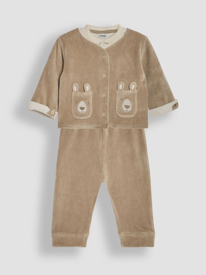 Natural Baby Bear Velour Set 3 Piece (B97636) | £21