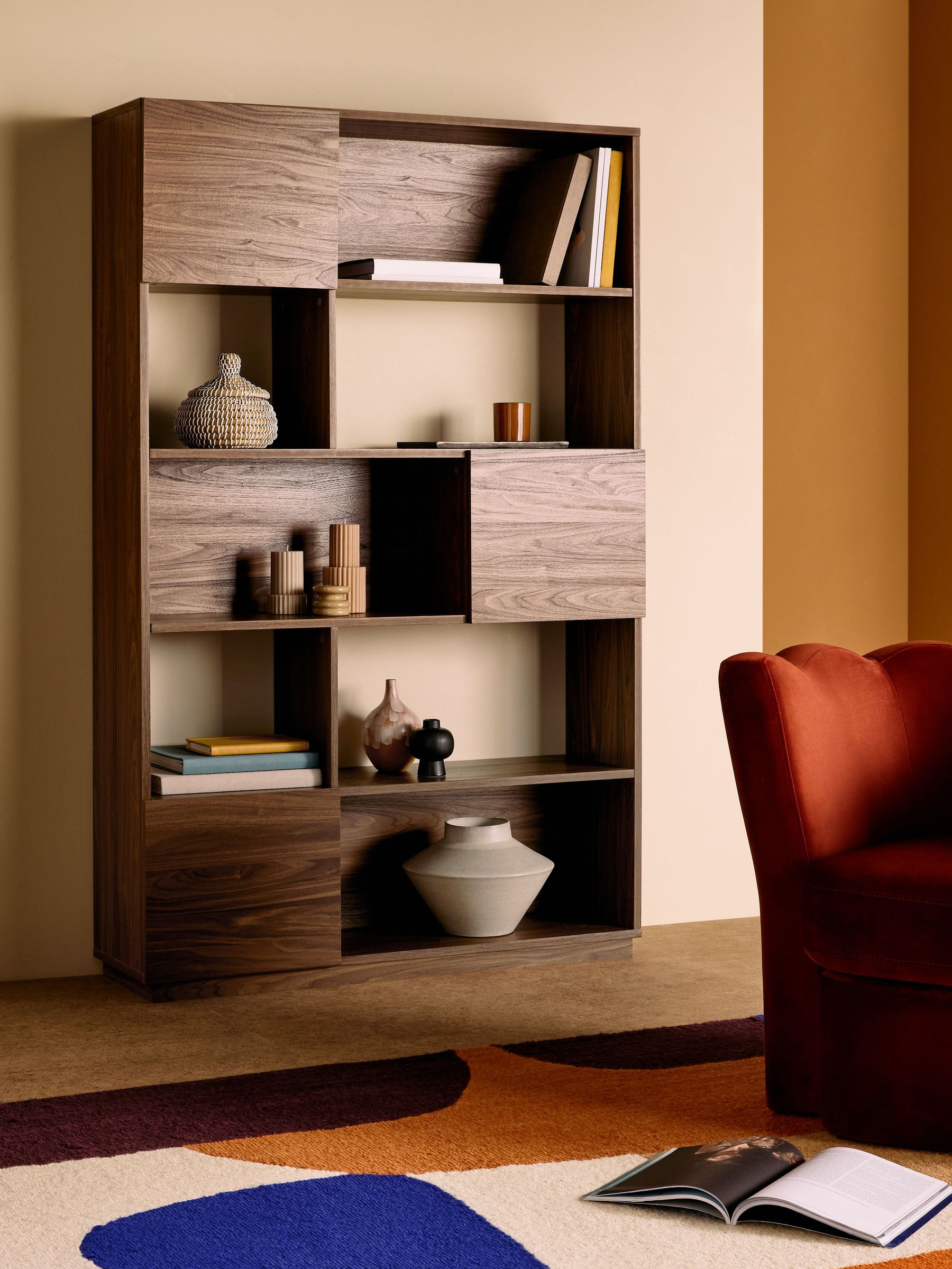 Blaze Wide Shelving Unit in Dark Brown (B98031) | £329