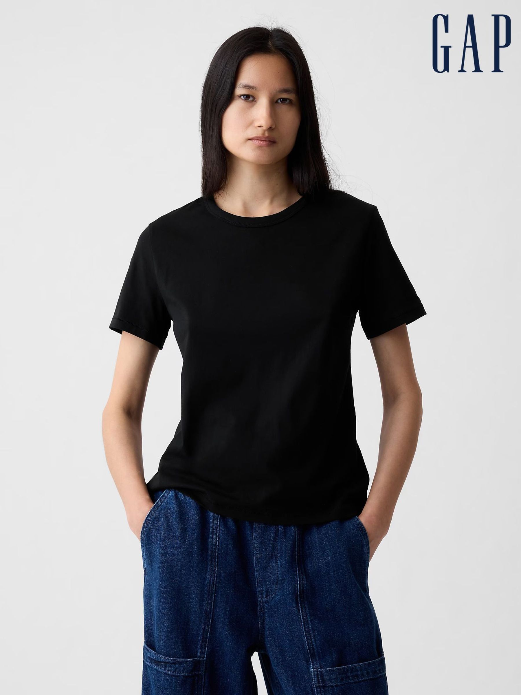 Black Crew Neck Vintage 100% Organic Cotton Short Sleeve T-Shirt (B99701) | £18
