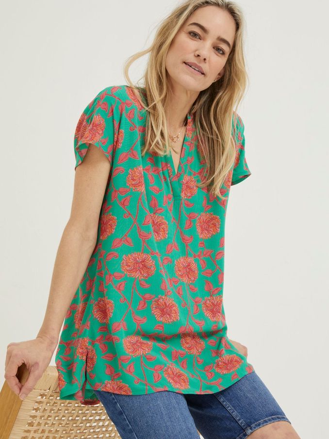 Green Piper Bali Blooms Blouse (BC3011) | £28