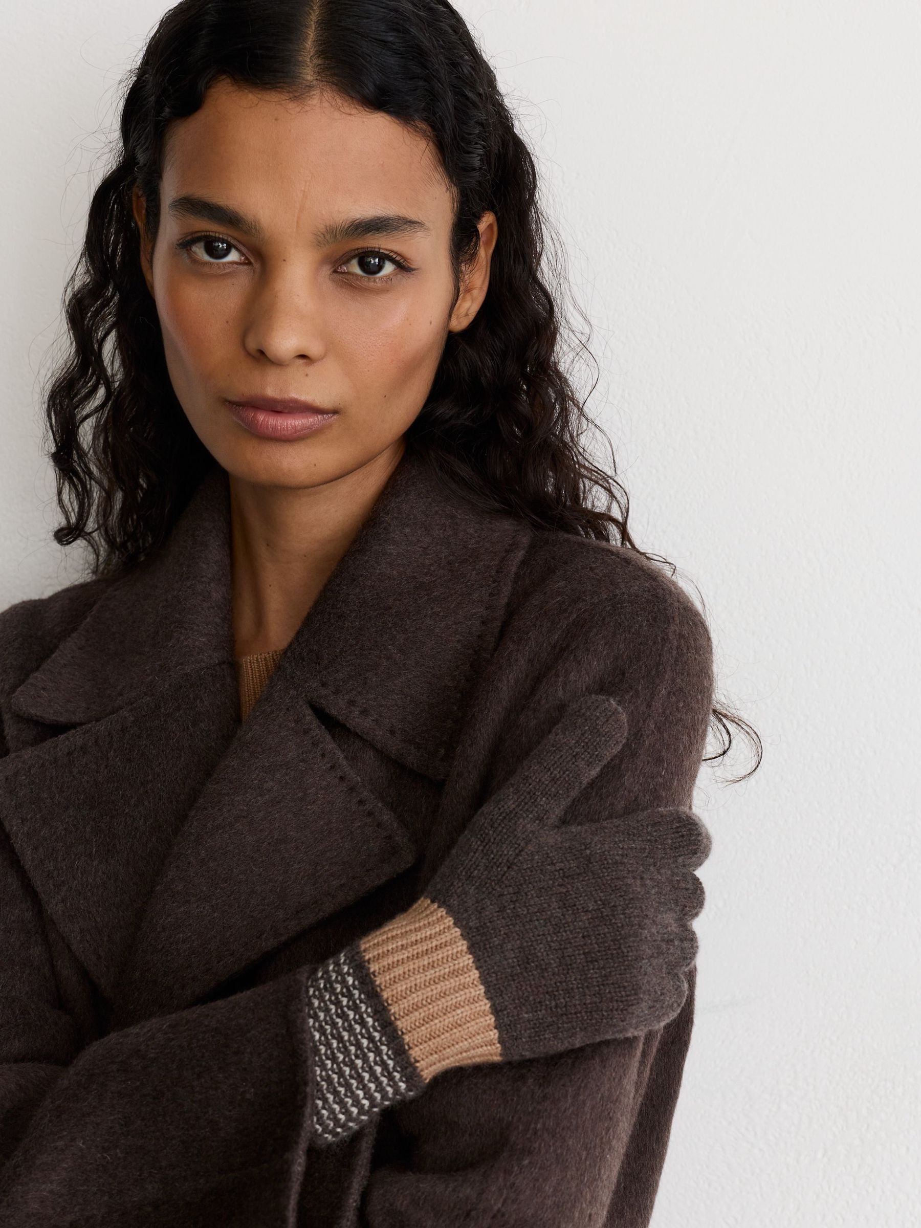 Chocolate - Wool-blend Knitted Gloves With Cashmere
