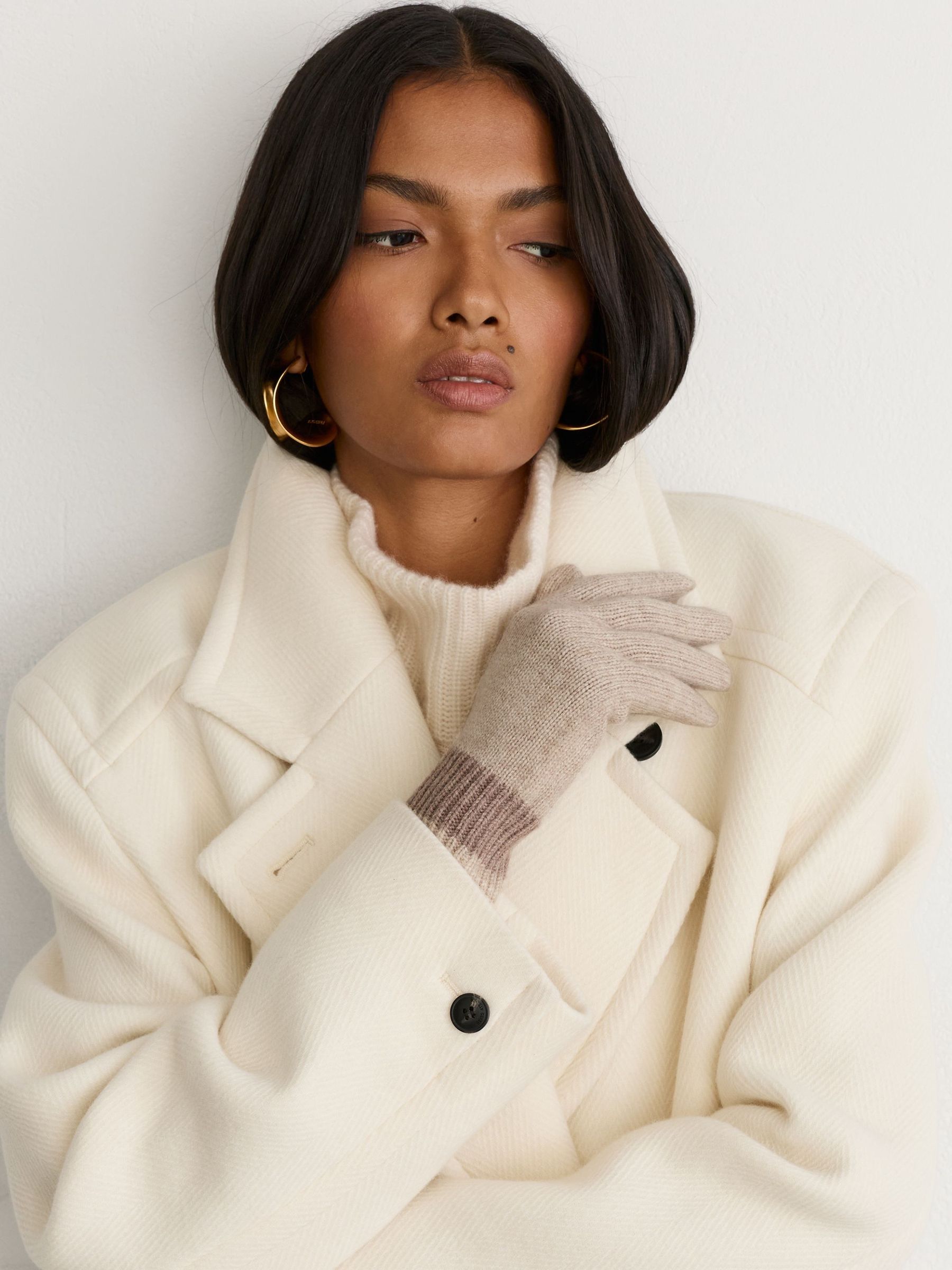 Neutral - Wool-blend Knitted Gloves With Cashmere
