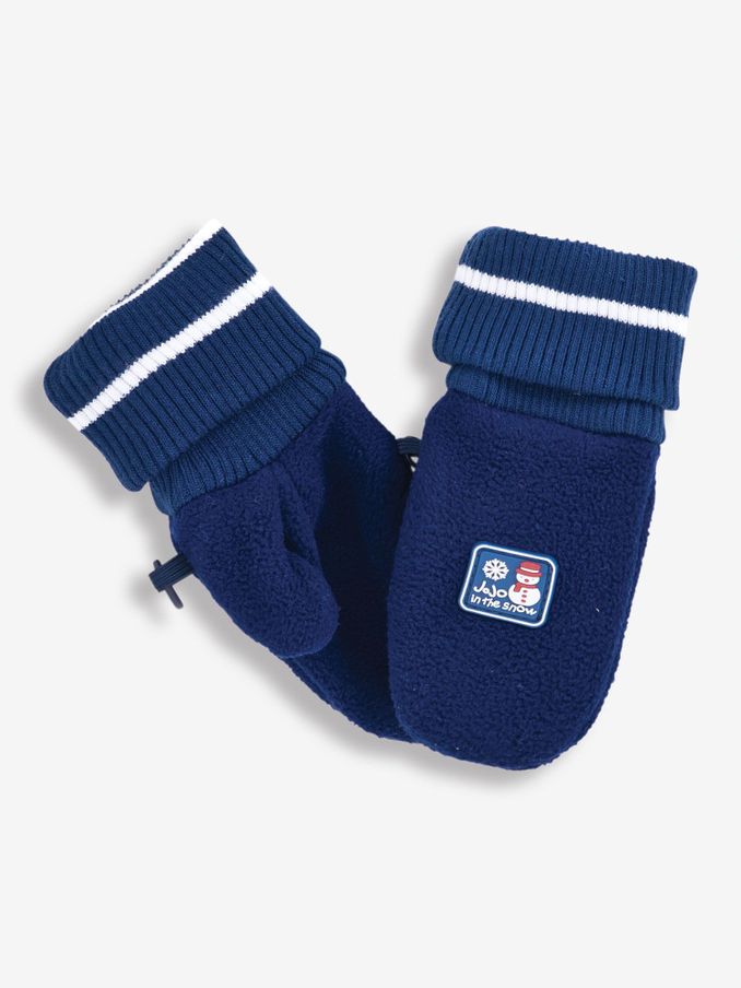 Navy Blue Polarfleece Mittens With Rib Cuff (C04283) | £14