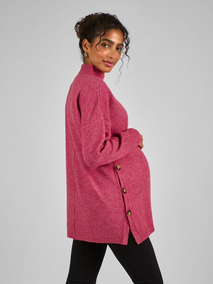 Pink Turtle Neck Maternity & Nursing Jumper (C06722) | £39.50